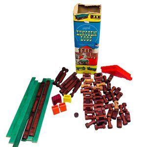 Vintage Lincoln Logs 50s Original Set 72 Pieces Wooden Construction Toy